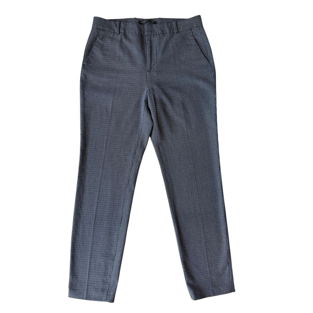 ZARA Woman Ankle Slim Straight Fine Plaid Dress Pants Size 10 - Picture 2 of 9